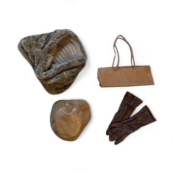Bundle of 4 items Knit Scarf, leather gloves, hat and bag. - Picture 2 of 12